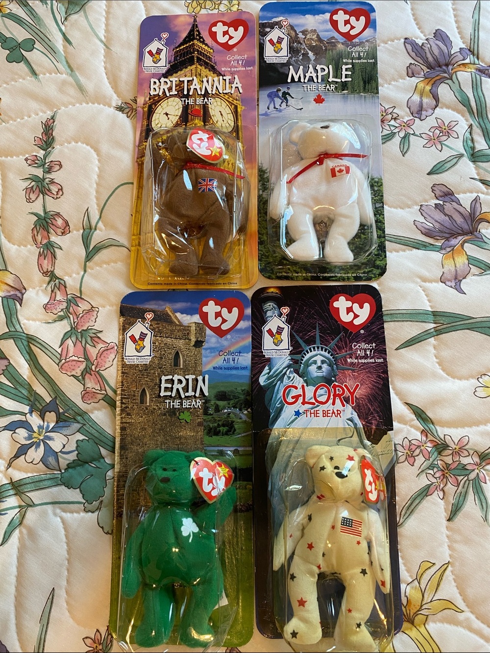 Ty Multinational Bear Set – Brown, White, Green, Cream